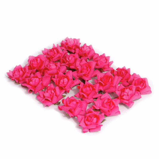 Fuchsia Paper Rose Heads - 3.4cm (Pack of 20)