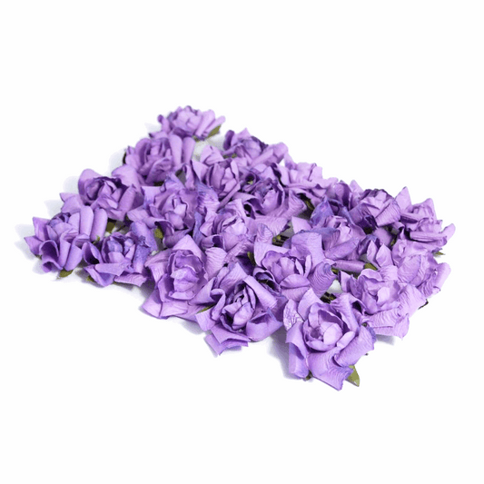Purple Paper Rose Heads - 3.4cm (Pack of 20)