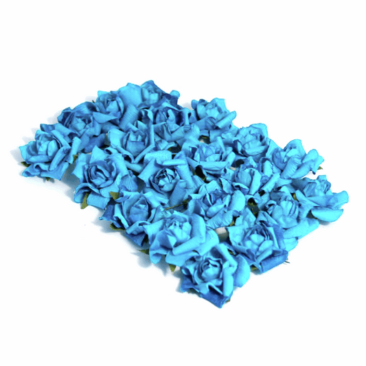 Teal Paper Rose Heads - 3.4cm (Pack of 20)