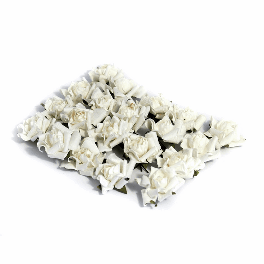 White Paper Rose Heads - 3.4cm (Pack of 20)