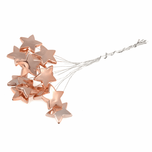 Metallic Rose Gold Pick Stars on Wire - 15cm (Pack of 12)