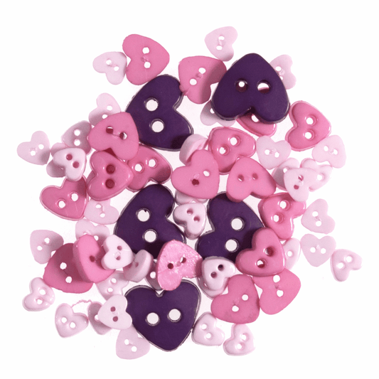 Trimits Lilac Heart Craft Buttons - 2.5g (Assorted Sizes)