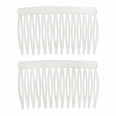 Bridal Clear Plastic Hair Comb Slides - 7cm (Pack of 2)