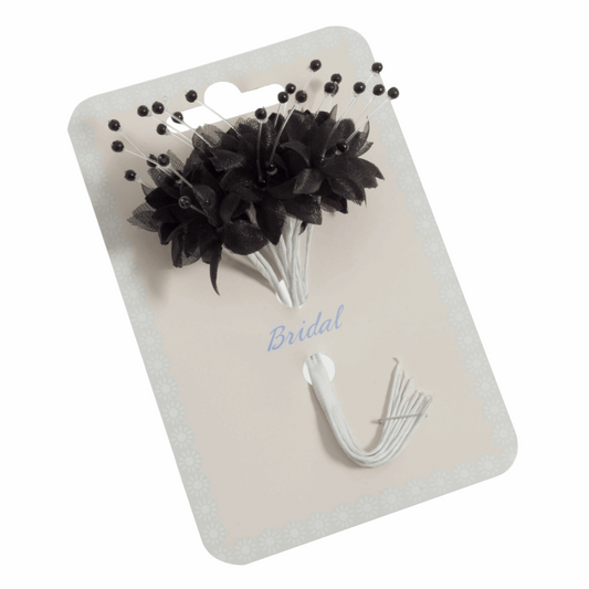 Black Babys Breath Artificial Flower Stems with Pearls (Pack of 12 Stems)