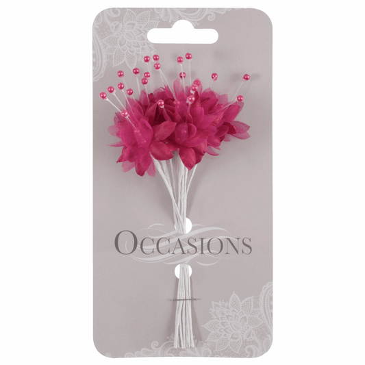 Hot Pink Babys Breath Artificial Flower Stems with Pearls (Pack of 12 Stems)