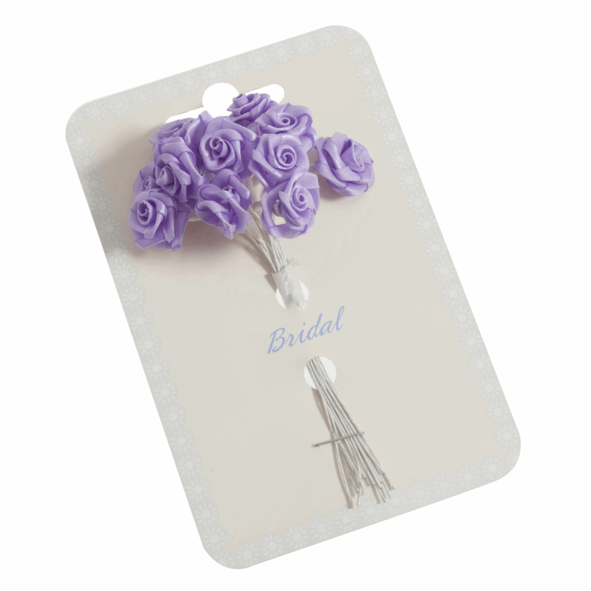 Lilac Ribbon Rose Flower Stems - 15mm (Pack of 12 Stems)