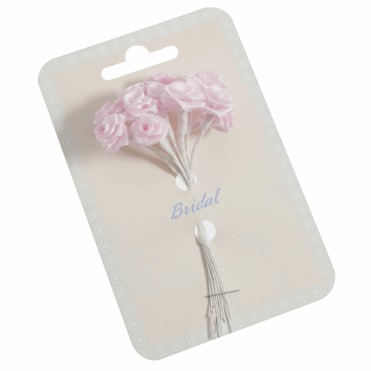Baby Pink Ribbon Rose Flower Stems - 15mm (Pack of 12 Stems)