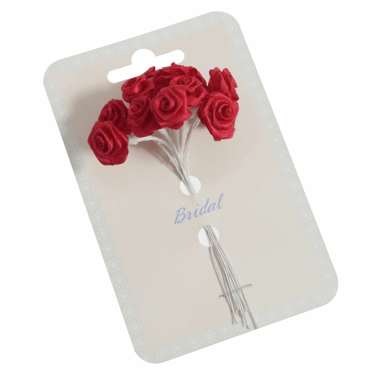 Red Ribbon Rose Flower Stems - 15mm (Pack of 12 Stems)