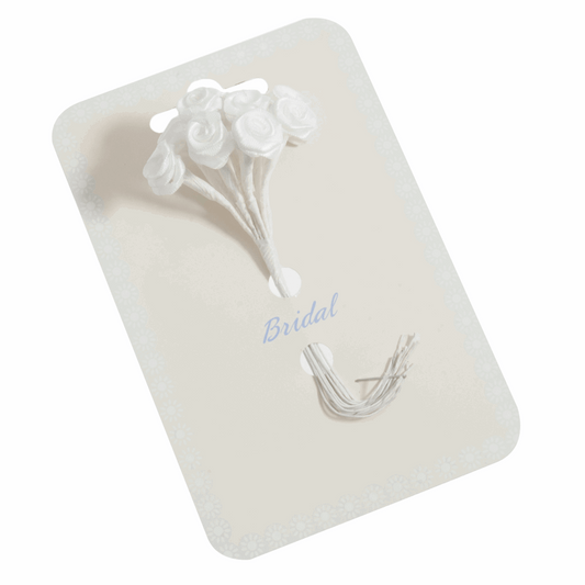 White Ribbon Rose Flower Stems - 15mm (Pack of 12 Stems)