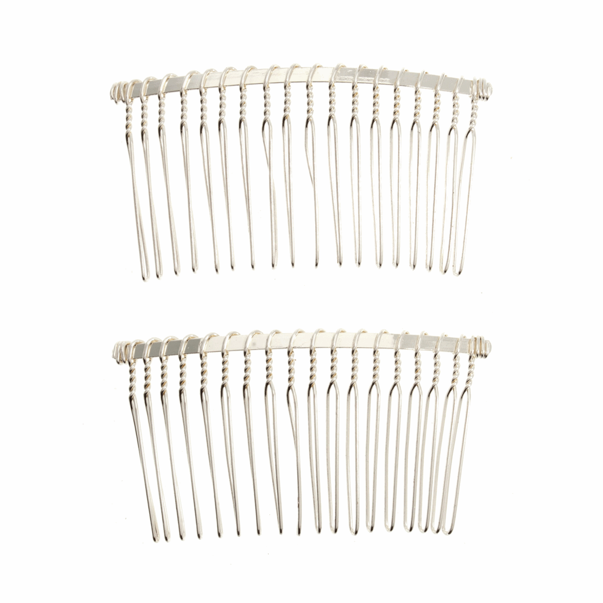 Bridal Silver Metal Hair Comb Slides - 7 x 3.5cm (Pack of 2)