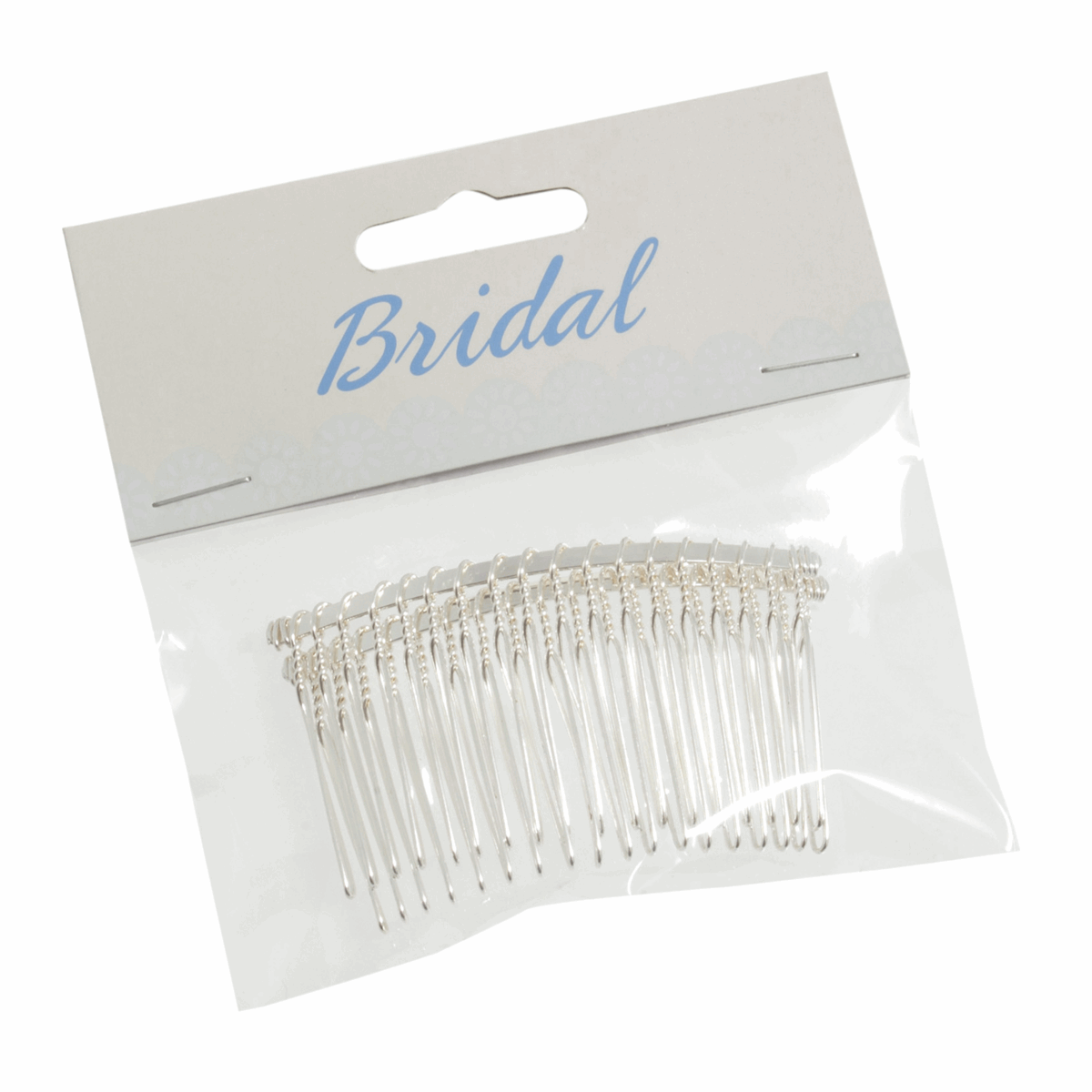 Bridal Silver Metal Hair Comb Slides - 7 x 3.5cm (Pack of 2)