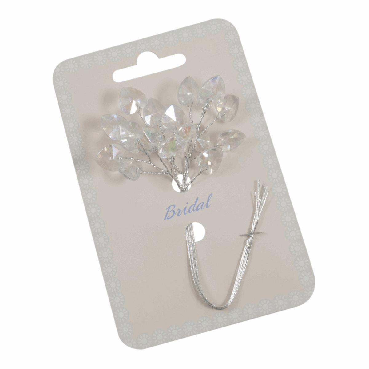 Iridescent Clear Crystal Heart Pick - 28 x 12cm (Pack of 3 Stems)