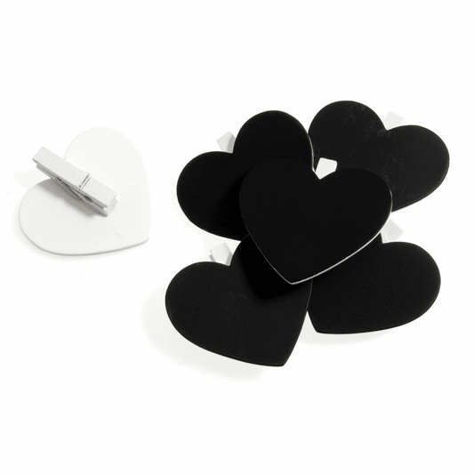 Heart Shape Message Black Boards with Pegs - 49 x 54mm