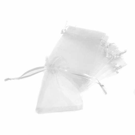 White Organza Wedding Favour Bags - 7.5 x 10cm (Pack of 10)