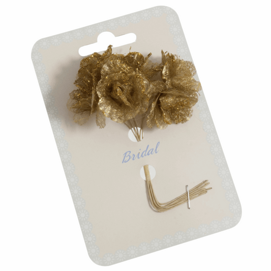 Metallic Gold Rose Bunch - 35mm (Pack of 6 Stems)
