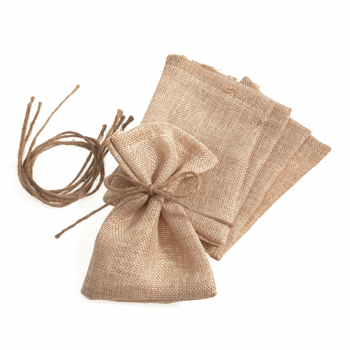 Jute Bag with String - Natural (Pack of 5)