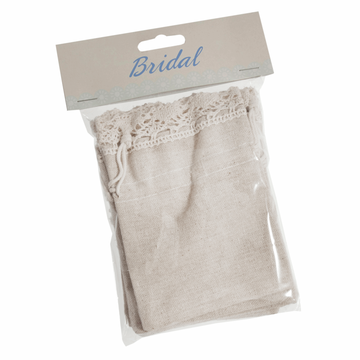 Cotton Wedding Favour Bag with Lace Trim - Ivory (Pack of 5)