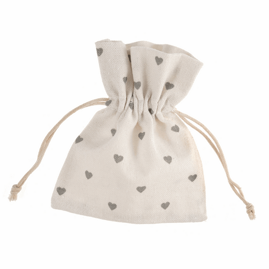Cotton Wedding Favour Bag with Hearts (Pack of 4)
