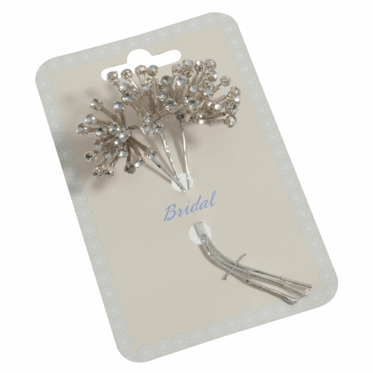 Silver Diamante Bugle Bead Pick Stems - 3mm (Pack of 3)