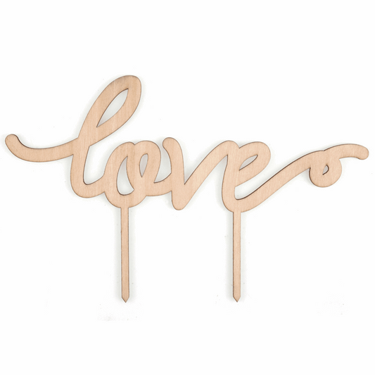 Natural Wooden 'Love' Cake Topper