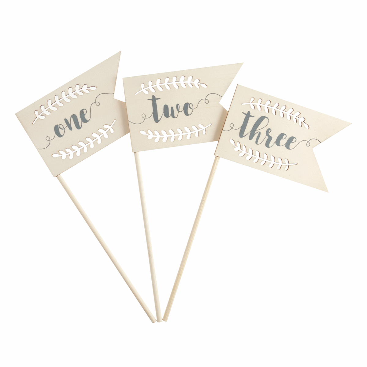Wedding Flag Table Numbers with Laurel Cut-Out (Pack of 12)