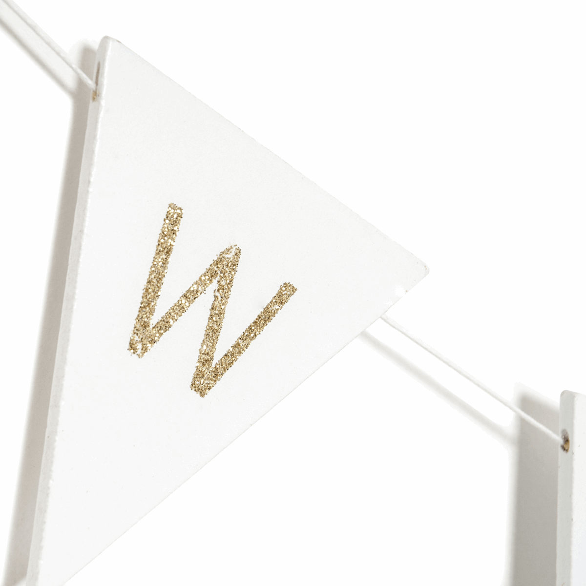 Welcome Bunting - White with Gold Glitter