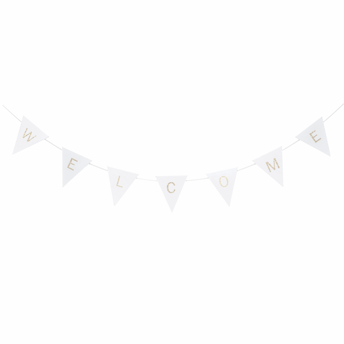 Welcome Bunting - White with Gold Glitter