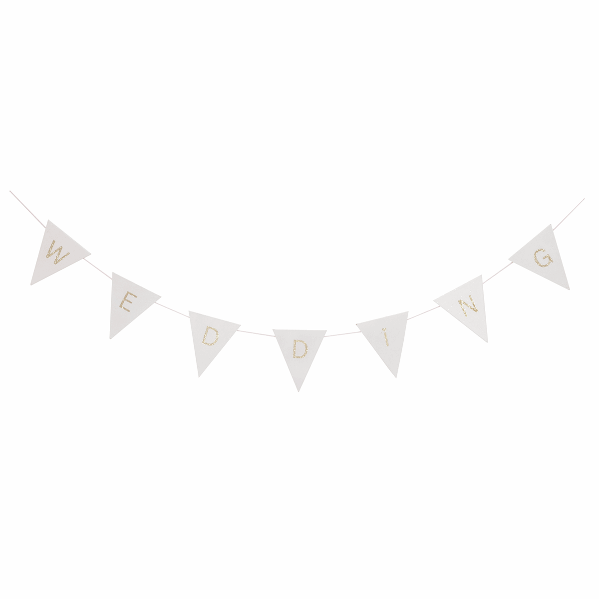 Wedding Bunting - White with Gold Glitter