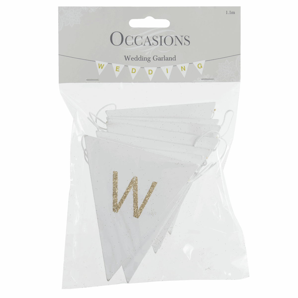 Wedding Bunting - White with Gold Glitter