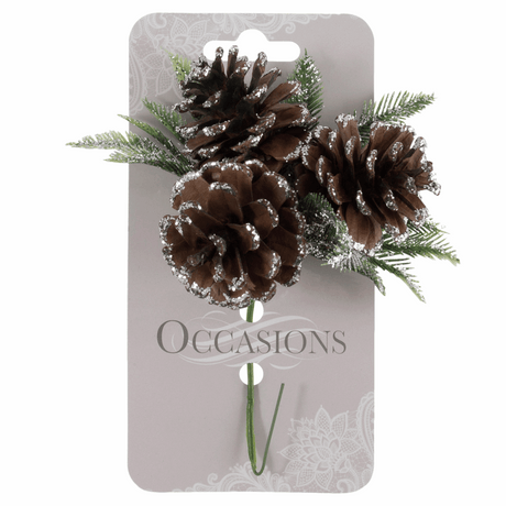 Silver Glitter Pinecone Spray (Single Stems)