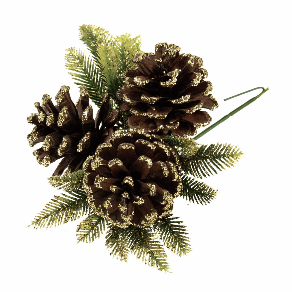 Gold Glitter Pinecone Spray (Single Stems)