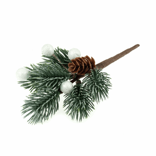 Frosted Pine and Berry Spray (Single Stem)
