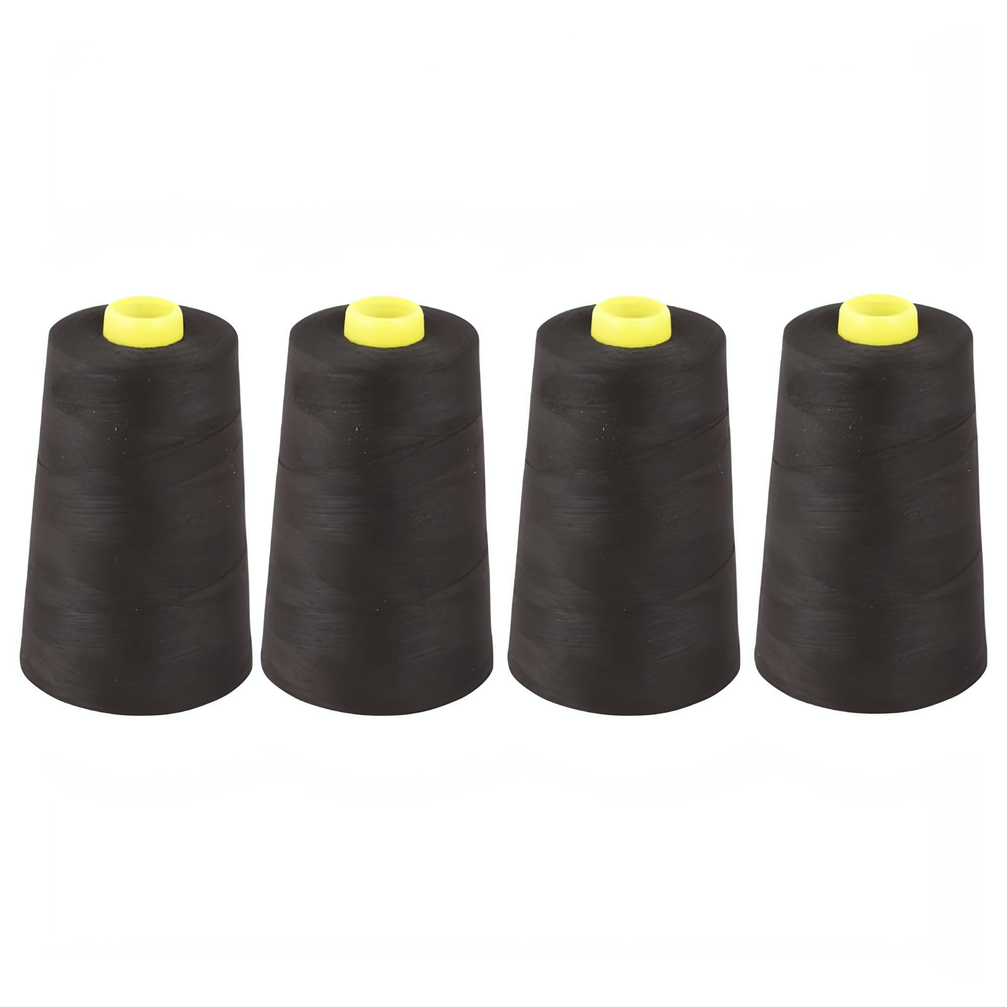 Pack of 4 x Overlocker Thread Cone 5000m Extra Large - Black - Designed for Overlockers