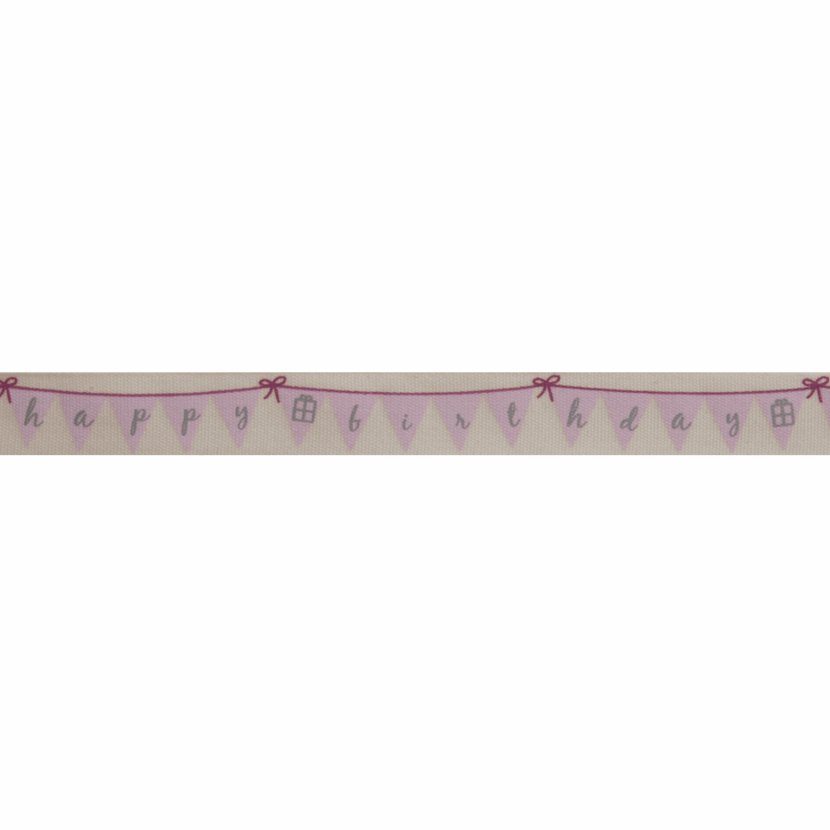 Bowtique Pink Happy Birthday Bunting Grosgrain Ribbon - 5m x 15mm Roll