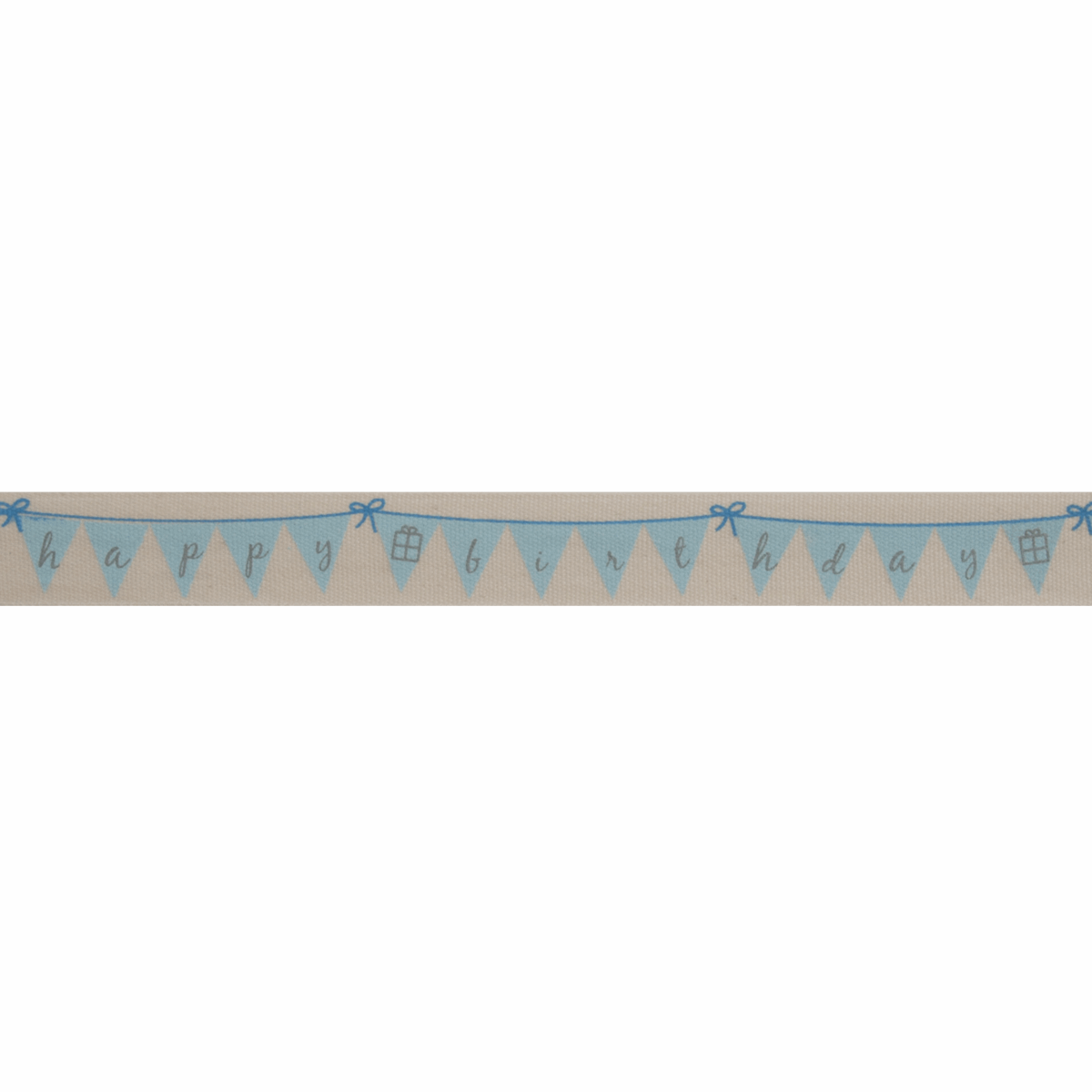 Bowtique Blue Happy Birthday Bunting Grosgrain Ribbon - 5m x 15mm Roll