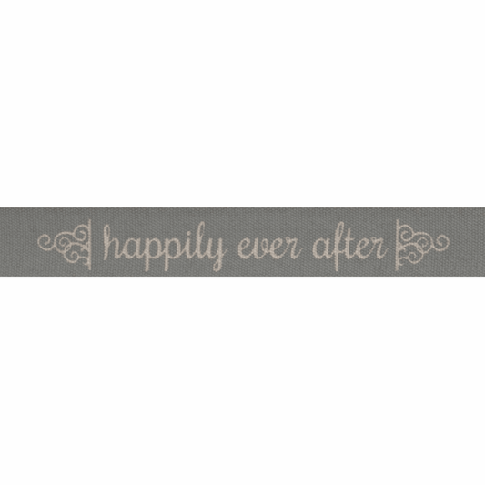 Bowtique Grey Happily Ever After Grosgrain Ribbon - 5m x 15mm Roll