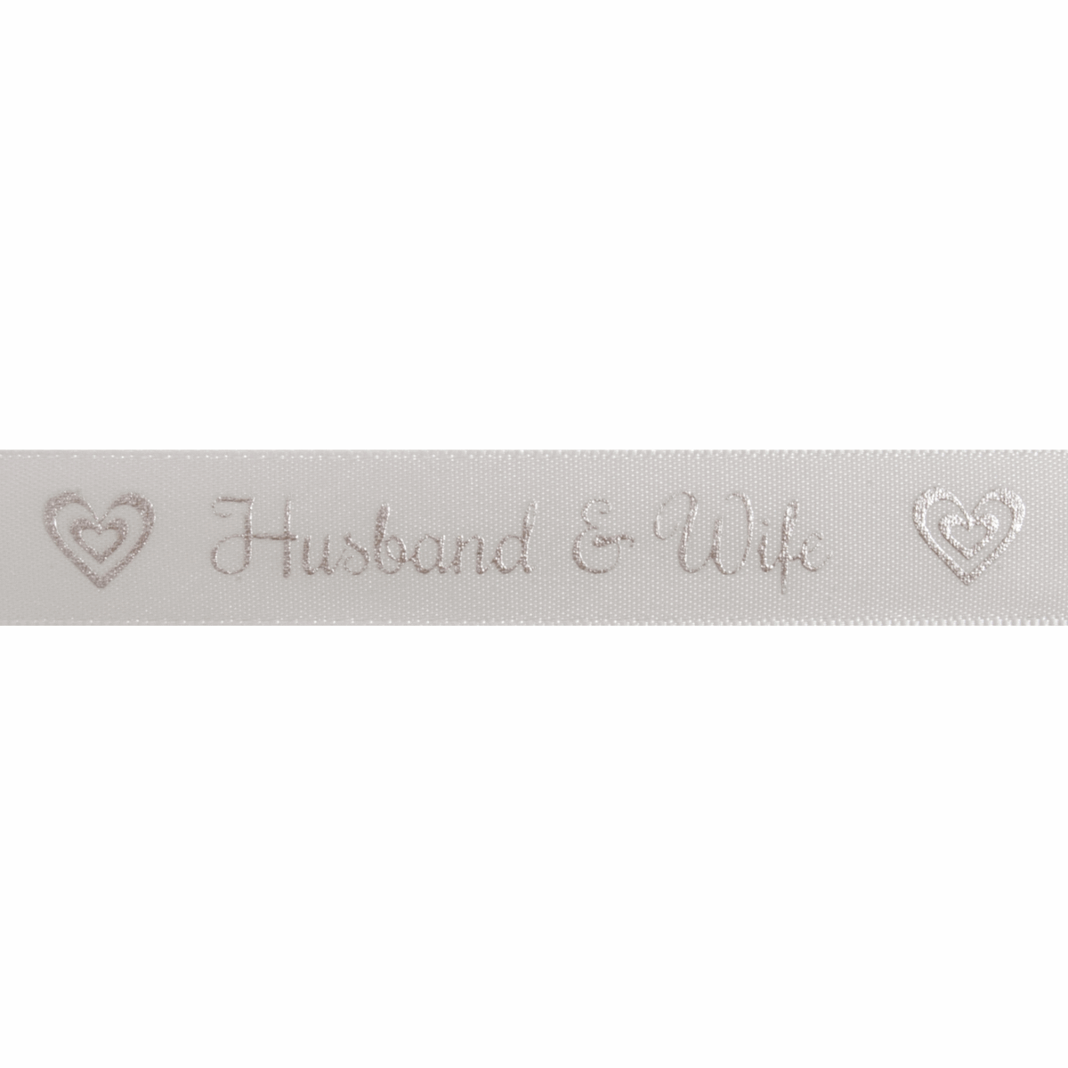 Bowtique Silver Husband and Wife Satin Ribbon - 5m x 15mm Roll