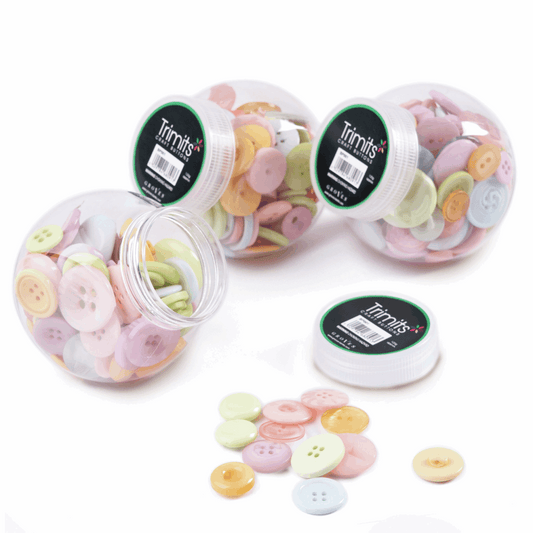 Jar of Mixed Pastel Buttons - 120g