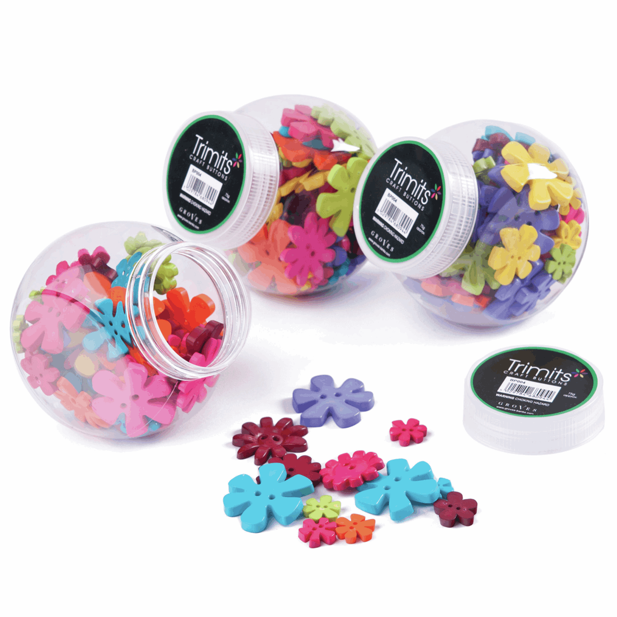 Jar of Mixed Flower Buttons - 120g