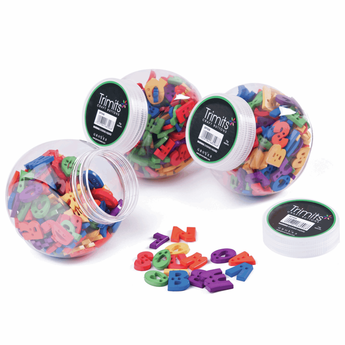 Jar of Mixed Alphabet Buttons - 75g