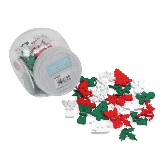 Jar of Assorted Christmas Buttons - 75g