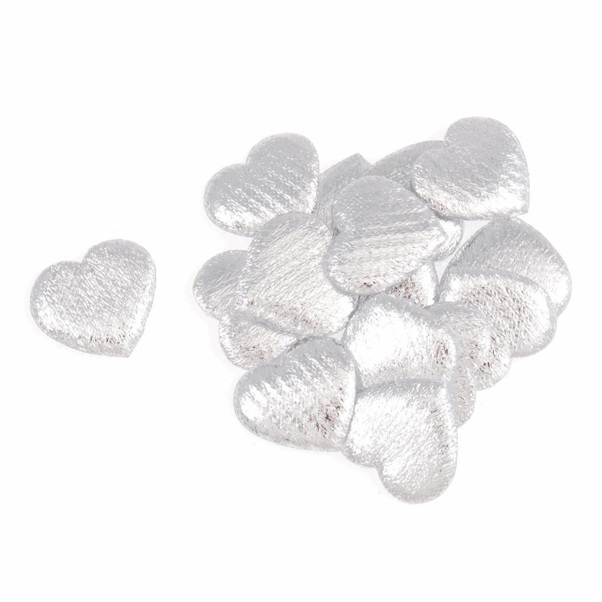 Trimits Padded Heart Embellishments - Metallic Silver (Pack of 15)