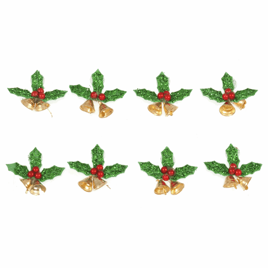 Trimits Craft Embellishments - Holly with Bells (Pack of 8)