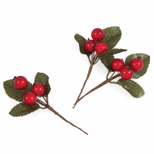 Artificial Large Red Berry Pick (Pack of 3)