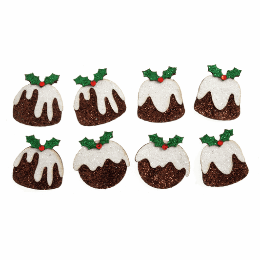 Trimits Craft Embellishments - Glitter Christmas Puddings (Pack of 8)