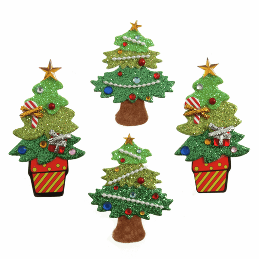 Trimits Craft Embellishments - Glitter Christmas Trees (Pack of 4)