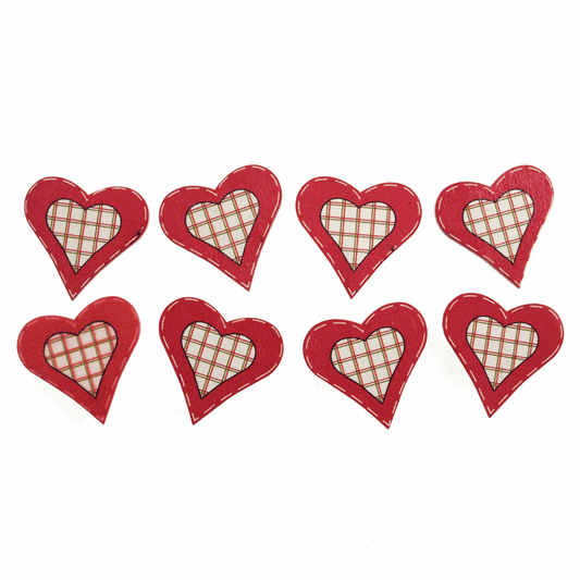 Trimits Craft Embellishments - Red Check Hearts (Pack of 8)