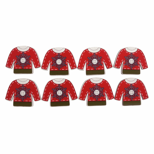 Trimits Craft Embellishments - Wooden Christmas Jumpers (Pack of 8)