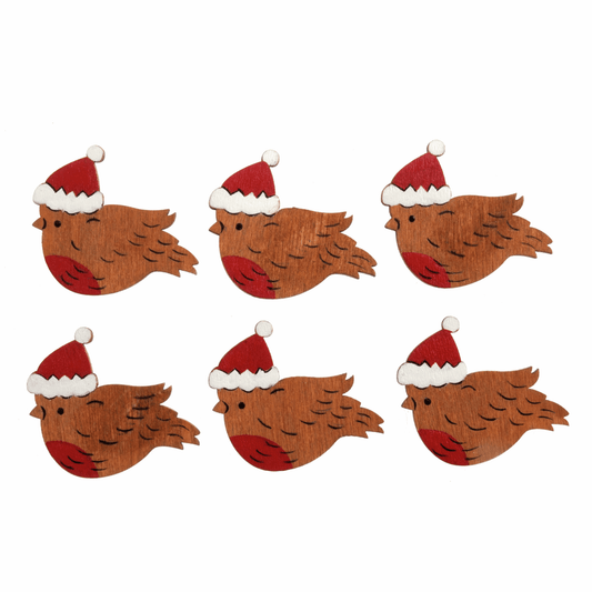 Trimits Craft Embellishments - Wooden Christmas Robins (Pack of 10)