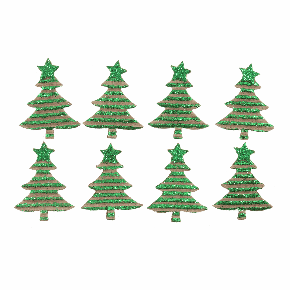 Trimits Craft Embellishments - Green Glitter Christmas Trees (Pack of 8)